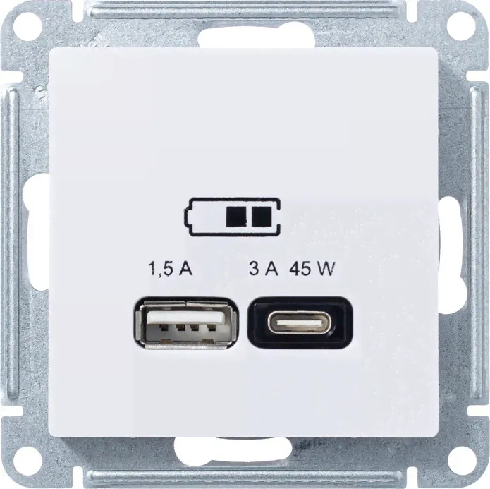 Зарядное устройство USB Schneider Atlas Design, USB-A + USB-C, 45Вт (Лотос)-1