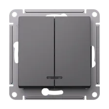 Выключатель двухклавишный проходной Schneider Atlasdesign 10А, базальт ATN001465