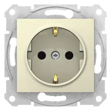 SCHNEIDER ELECTRIC Sedna Розетка с заземлением со шторками в рамку бежевая (SDN3000147)