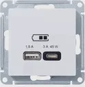 Зарядное устройство USB Schneider Atlas Design, USB-A + USB-C, 45Вт (Белый)