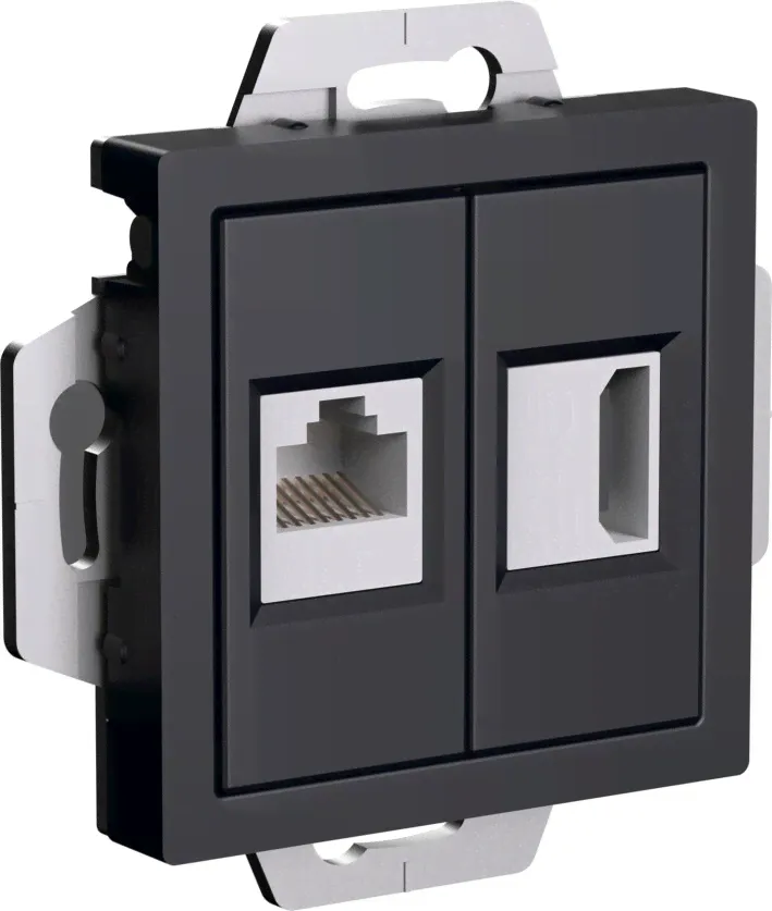 Розетки HDMI + RJ45 Schneider Atlas Design (Карбон)-0