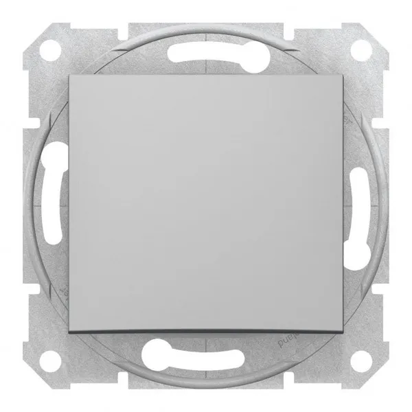 Переключатель 1-клавишный кнопочный Schneider Electric SEDNA, скрытый монтаж, алюминий