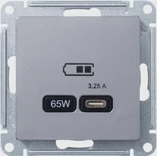 Зарядное устройство USB Schneider Atlas Design, USB-C, 65Вт (Сталь)