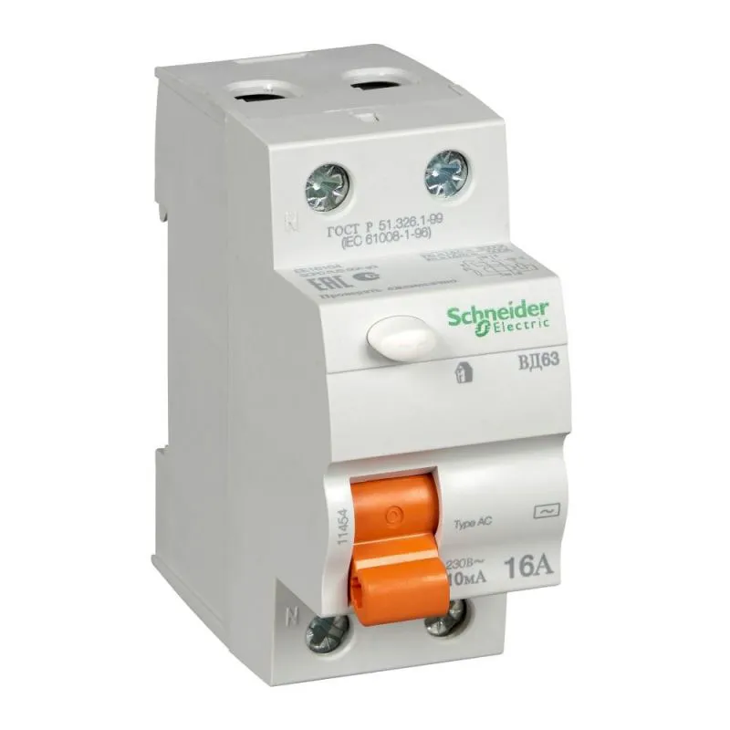 УЗО однофазное Schneider Electric ВД63 АС-16А 10mA-0