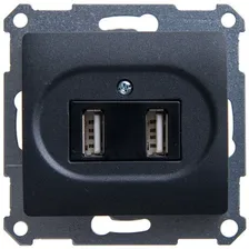 Розетка 2xUSB Schneider Electric GLOSSA, антрацит, GSL000732