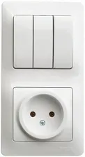Блок: Розетка + выключатель Schneider Electric Glossa Белый 3-клавишный
