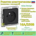 Механизм розетки Schneider Electric Atlas. Design без заземления, без шторок, 16А, Карбон (комплект 2шт)