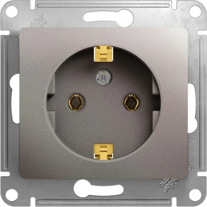 Розетка SCHNEIDER ELECTRIC GLOSSA с заземлением, механизм, платина GSL001243-0