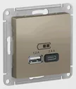 Зарядное устройство USB Schneider Atlas Design, USB-A + USB-C, 2.4A (Шампань)