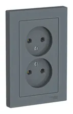 Розетка двухместная Schneider Electric ATLASDESIGN, скрытый монтаж, грифель