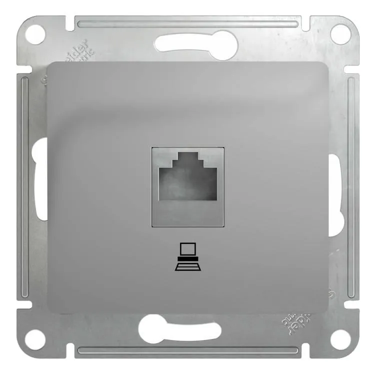 Розетка компьютерная Schneider Electric Glossa Алюминий RJ45 кат.5e