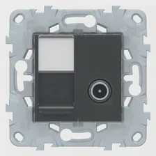 Розетка телевизионная и компьютерная , Антрацит, серия Unica New, Schneider Electric