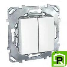 Выключатель 2-клавишный, Белый, серия Unica, Schneider Electric