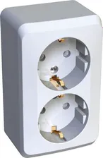 Розетка силовая двойная накладная Schneider Electric Этюд с заземлением белый