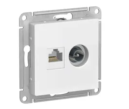 Розетка TV+RJ45 Schneider Electric Atlas. Design, белый, механизм без рамки (ATN000189)