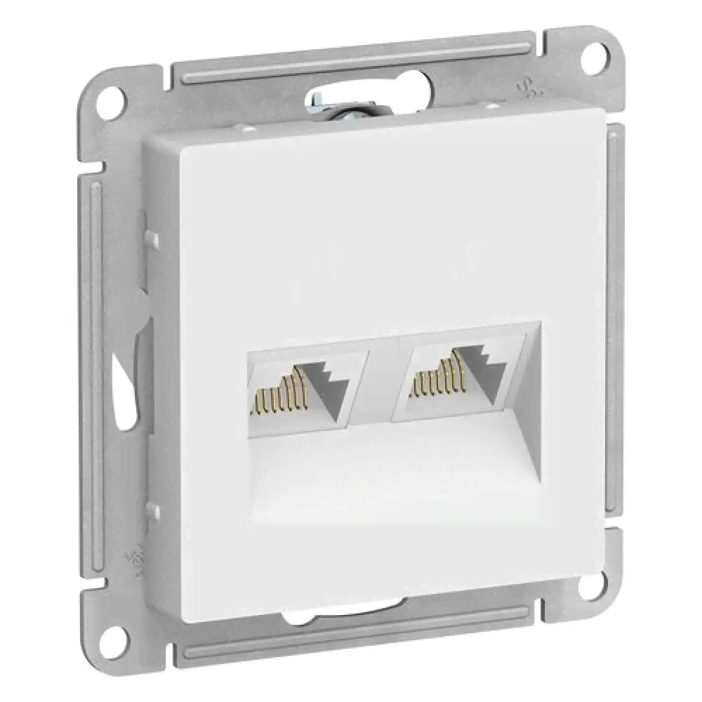 Механизм компьютерной розетки Schneider Electric AtlasDesign ATN000185 RJ45 двухместный белый