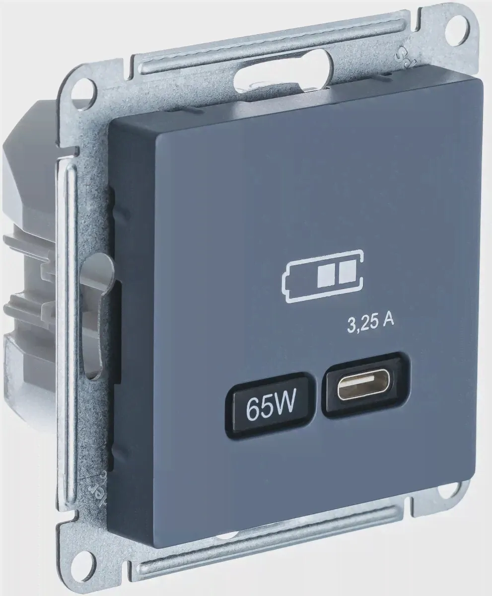 Зарядное устройство USB Schneider Atlas Design, USB-C, 65Вт (Грифель)-0
