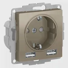 Розетка с разъемом USB одинарная , Шампань, серия Atlas Design, Schneider Electric ATN000530