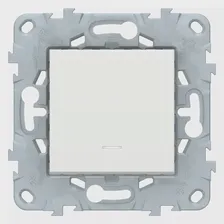 Выключатель 1-клавишный; кнопочный , Белый, серия Unica New, Schneider Electric NU520618