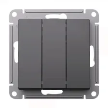 ATN001431 Выключатель трехклавишный Schneider Electric Atlas Design, на винтах, базальт