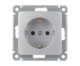 Sedna Розетка с заземлением в рамку без шторок алюминий 1391610 Schneider Electric