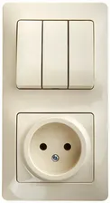 Блок: Розетка + выключатель Schneider Electric Glossa Бежевый 3-клавишный
