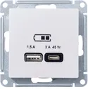 Зарядное устройство USB Schneider Atlas Design, USB-A + USB-C, 45Вт (Жемчуг)