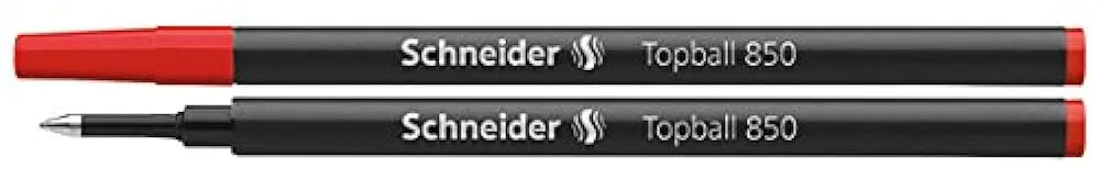 Стержни, картриджи и промокашки для чернил Schneider Topball 850-05 Premium Rollerball Pen Refills, Red Ink, Box of 10 by Schneider-0