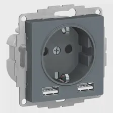 Розетка с разъемом USB одинарная , Грифель, серия Atlas Design, Schneider Electric ATN000730