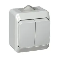 Выключатель двухклавишный Systeme (Schneider) Electric Этюд, IP44, серый
