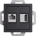 Розетки HDMI + RJ45 Schneider Atlas Design (Карбон)