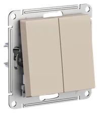 Выключатель двухклавишный проходной Schneider Atlasdesign 10А, песочный ATN001265
