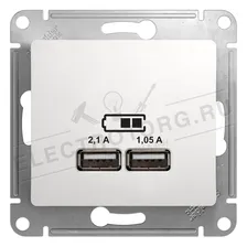 Розетка USB A+A 5В/2,1А 2х5В/1,05А механизм Systeme Electric (Schneider Electric) Glossa, молочный GSL000933