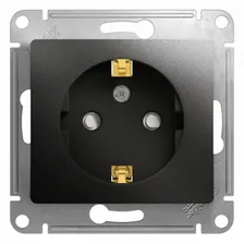 Механизм розетки 1-м Glossa 16А защ. шторки с заземл. антрацит Schneider Electric GSL000745