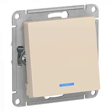 Переключатель одноклавишный Schneider Electric Atlas Design с подсветкой, бежевый ATN000263