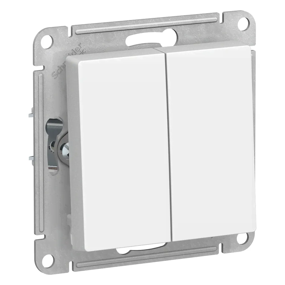ATN000151 Выключатель двухклавишный Schneider Electric Atlas Design, на винтах, белый-2