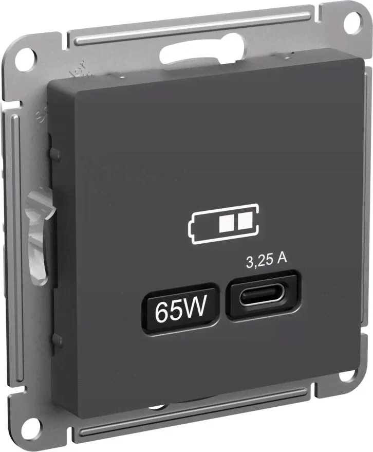 Зарядное устройство USB Schneider Atlas Design, USB-C, 65Вт (Базальт)-1