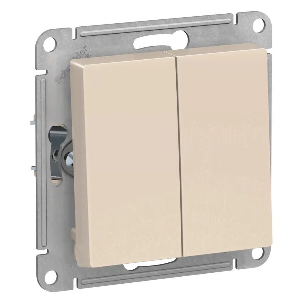 Выключатель двухклавишный ATN000251 Schneider Electric Atlas Design бежевый-0