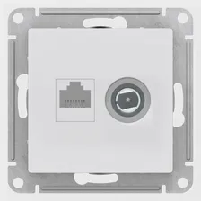 Розетка двойная Schneider Atlas Design RJ45+TV (Белый) кат. 5е