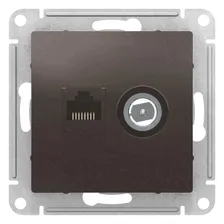 Розетка двойная Schneider Electric Atlas. Design RJ45 + TV мокко