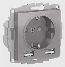 Розетка с разъемом USB одинарная , Алюминий, серия Atlas Design, Schneider Electric ATN000330