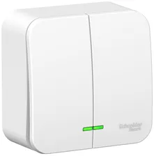 Выключатель наружный Schneider Electric BLANCA BLNVA105101 двухклавишный, с подстветкой 10А белый