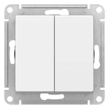 Выключатель двухклавишный кнопочный Schneider Electric Atlasdesign 10А, белый ATN000117