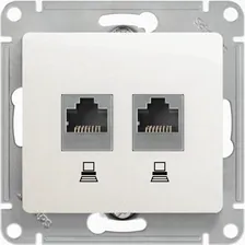 Розетка двойная компьютерная SCHNEIDER ELECTRIC GLOSSA RJ45+RJ45, кат.5E, механизм, перламутр GSL000685KK
