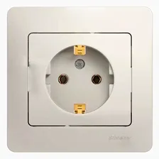 Розетка Schneider Electric GLOSSA, скрытый монтаж, с заземлением, молочный, GSL000942