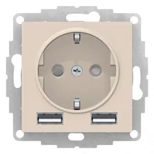 Розетка силовая+USB Schneider Electric Atlas Design бежевая ATN000230