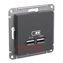 Зарядное устройство USB с двумя выходами 2100 мА , Базальт, серия Atlas Design, Schneider Electric ATN001433