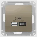 Зарядное устройство USB Schneider Atlas Design, USB-A + USB-C, 2.4A (Шампань)