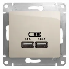 Розетка USB двойная для зарядки Schneider Electric Glossa молочный GSL000933