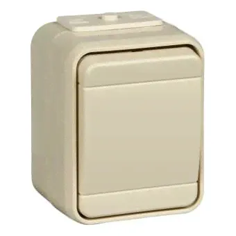 Переключатель 1-клавишный Schneider Electric AQUATOP, открытый монтаж, жемчужно-белый